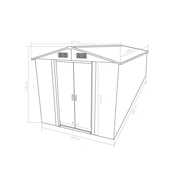Abri de jardin métal Anthracite design 7,65m² Abri jardin métallique rangement bois outillage de jardin