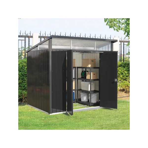 Abri de jardin métal Anthracite Monopente 5,20 m² + Kit Ancrage + Kit Fondation Abri métallique