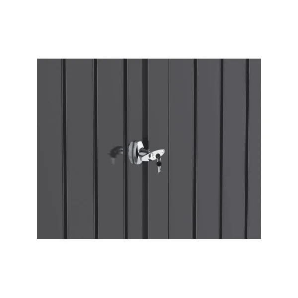 Abri de jardin métal Anthracite Monopente 5,20 m² + Kit Ancrage + Kit Fondation Abri métallique