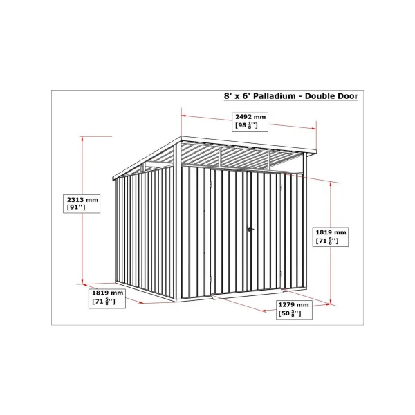 Abri de jardin métal Anthracite Monopente 5,20 m² + Kit Ancrage + Kit Fondation Abri métallique