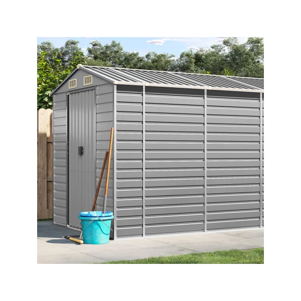 Abri de Jardin Métal Gris 18,71m² Abri jardin Métallique Rangement bois Outillage de Jardin