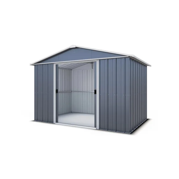 Abri de jardin métal gris 5,97m² + kit ancrage Abri jardin métallique rangement bois outillage de jardin