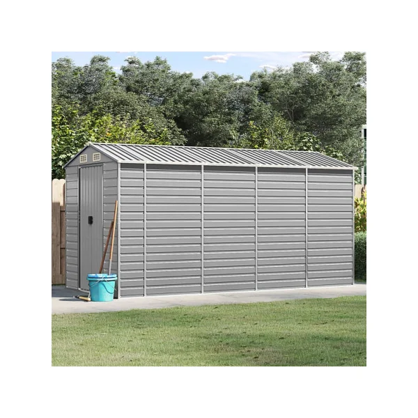 Abri de Jardin Métal Gris 7,35m² Abri jardin Métallique Rangement bois Outillage de Jardin