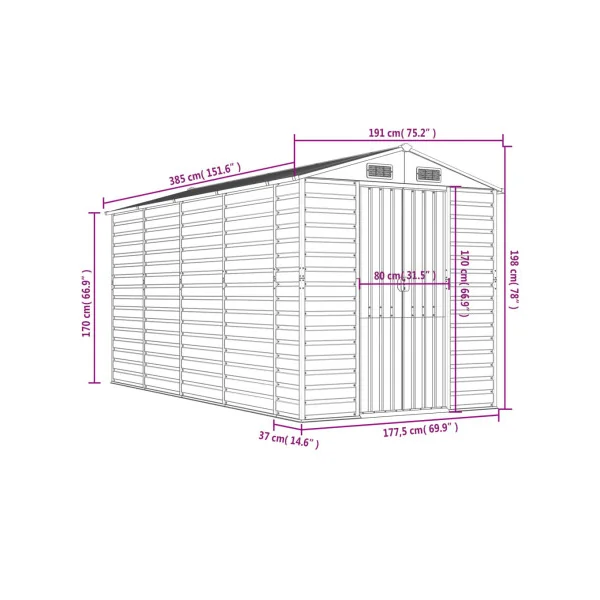 Abri de Jardin Métal Imitation Bois 7,35m² Abri jardin Métallique Rangement bois Outillage de Jardin