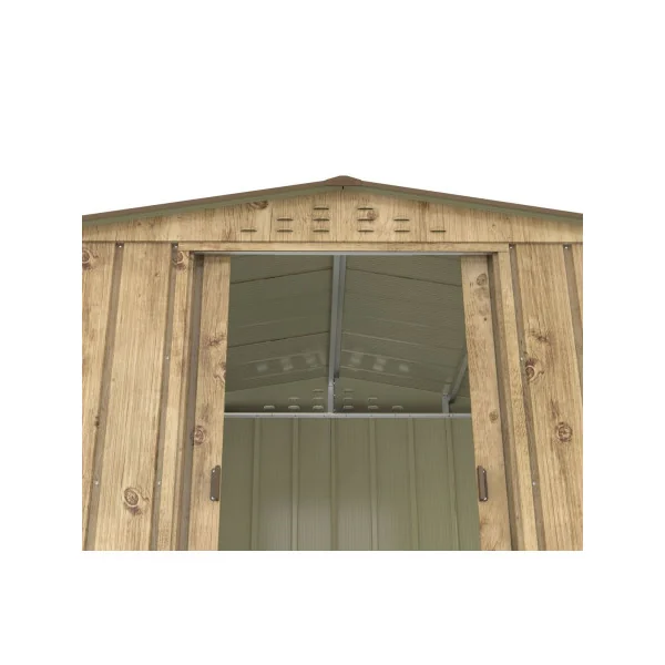 Abri de Jardin métal Imitation Bois 7,79 m² + kit ancrage Abri Métallique Stockage bois Outillage