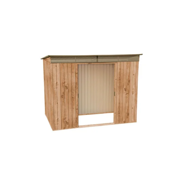 Abri de Jardin Métal Imitation Bois Monopente 4,84 m² + kit ancrage Abri Métallique Stockage Bois Outillage
