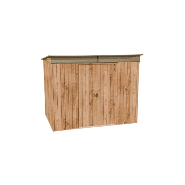 Abri de Jardin Métal Imitation Bois Monopente 4,84 m² + kit ancrage Abri Métallique Stockage Bois Outillage