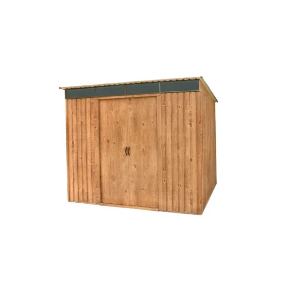 Abri de Jardin Métal Imitation Bois Monopente 4,84 m² + kit ancrage Abri Métallique Stockage Bois Outillage