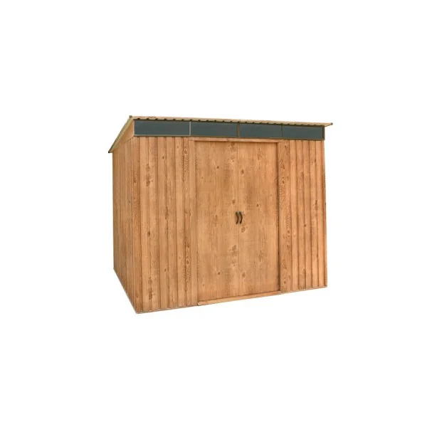 Abri de Jardin Métal Imitation Bois Monopente 4,84 m² + kit ancrage Abri Métallique Stockage Bois Outillage
