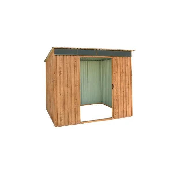 Abri de Jardin Métal Imitation Bois Monopente 4,84 m² + kit ancrage Abri Métallique Stockage Bois Outillage