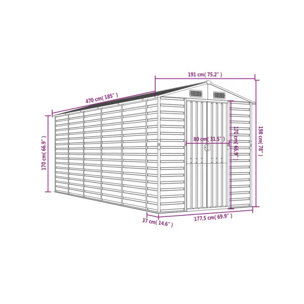 Abri de Jardin Métal Vert 8,97m² Abri jardin Métallique Rangement bois Outillage de Jardin