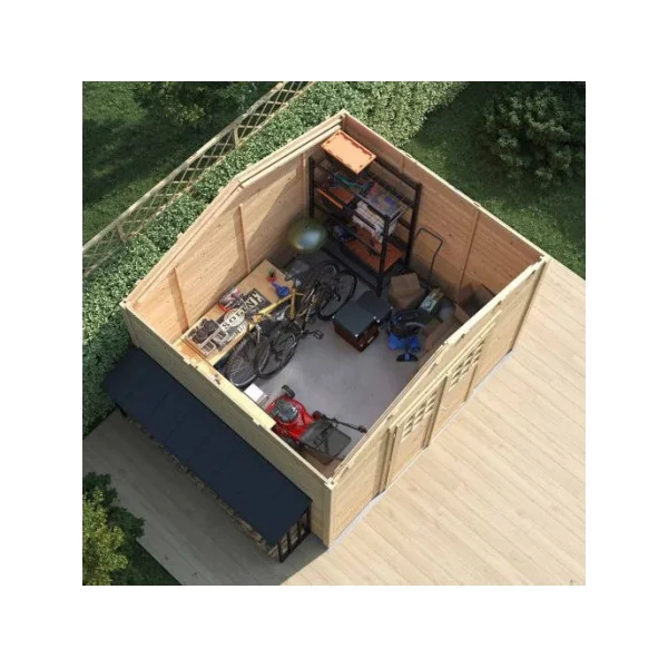 Abri de jardin Toiture Galvanisée en bois massif d'épicéa 10,34m² en madrier Abri en bois Stockage extérieur