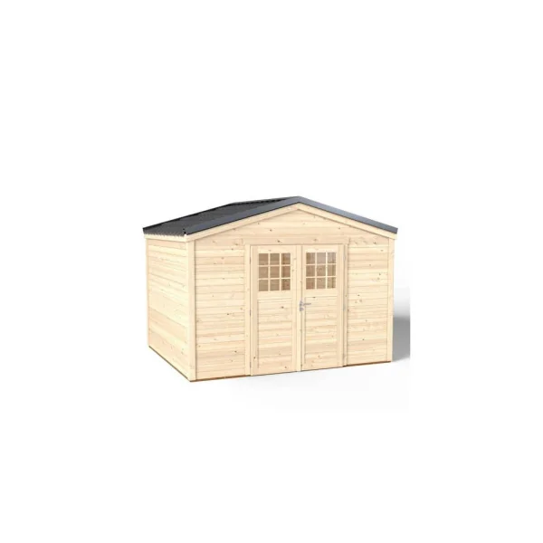 Abri de jardin Toiture Galvanisée en bois massif d'épicéa 10,34m² en madrier Abri en bois Stockage extérieur