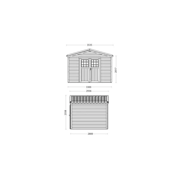 Abri de jardin Toiture Galvanisée en bois massif d'épicéa 10,34m² en madrier Abri en bois Stockage extérieur