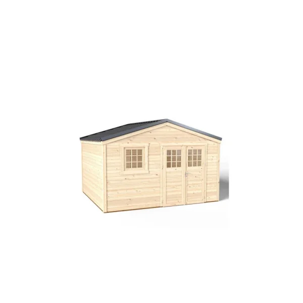 Abri de jardin Toiture Galvanisée en bois massif d'épicéa 15,20m² en madrier Abri en bois Stockage extérieur
