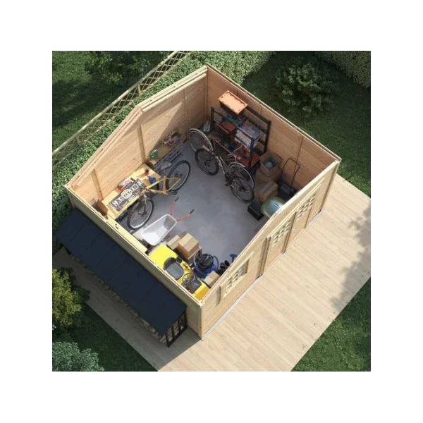 Abri de jardin Toiture Galvanisée en bois massif d'épicéa 15,20m² en madrier Abri en bois Stockage extérieur