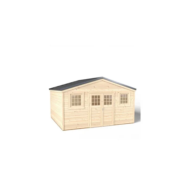 Abri de jardin Toiture Galvanisée en bois massif d'épicéa 19,86m² en madrier Abri en bois Stockage extérieur