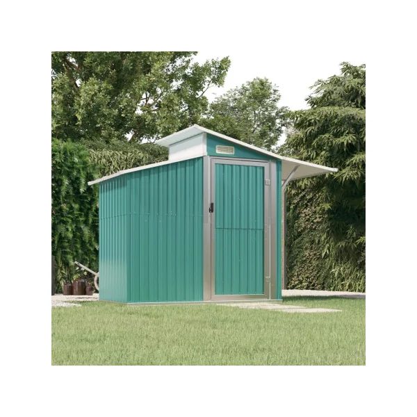 Abri de jardin Vert avec Auvent 3,51m² Abri jardin Métallique Rangement Bois Outillage de Jardin