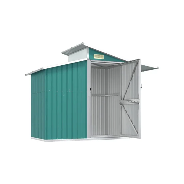 Abri de jardin Vert avec Auvent 3,51m² Abri jardin Métallique Rangement Bois Outillage de Jardin