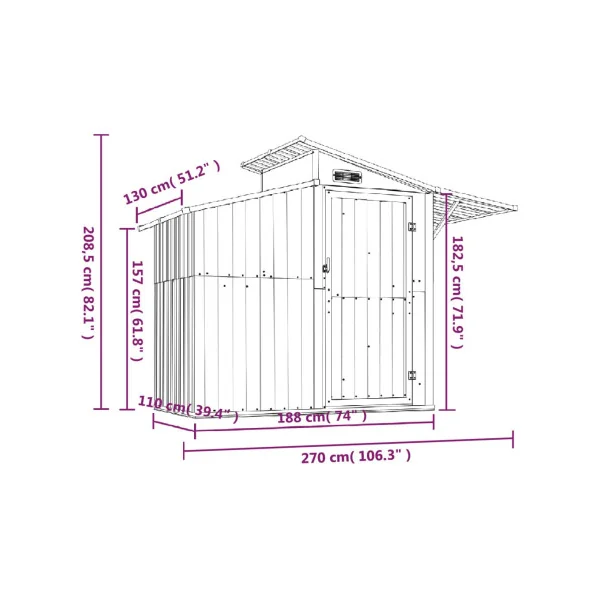 Abri de jardin Vert avec Auvent 3,51m² Abri jardin Métallique Rangement Bois Outillage de Jardin