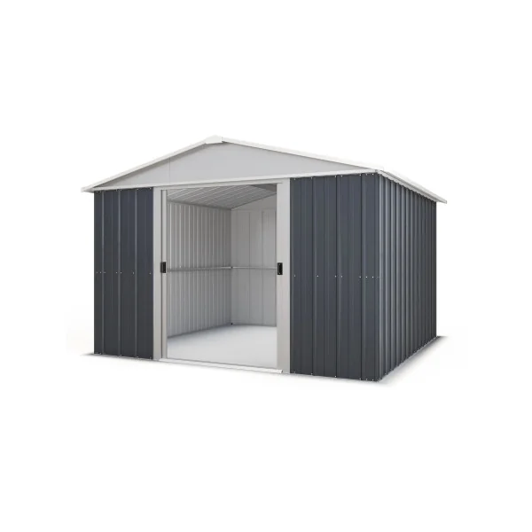 Abri jardin métal anthracite 9,03 m² + kit ancrage Abri jardin métallique rangement bois outillage de jardin
