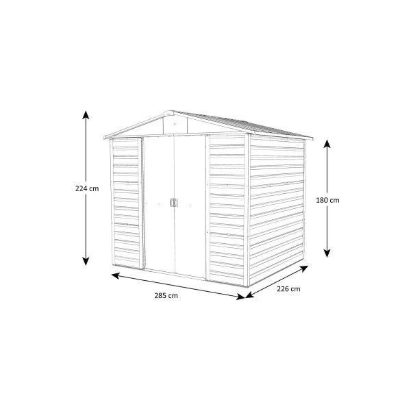 Abri jardin métal chocolat et chataigne 7,18 m² + kit ancrage Abri jardin métallique rangement bois
