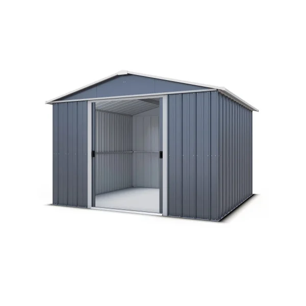 Abri jardin métal gris 9,03 m² + kit ancrage Abri jardin métallique rangement bois outillage de jardin