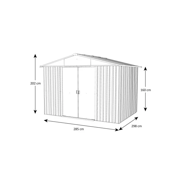 Abri jardin métal gris 9,03 m² + kit ancrage Abri jardin métallique rangement bois outillage de jardin