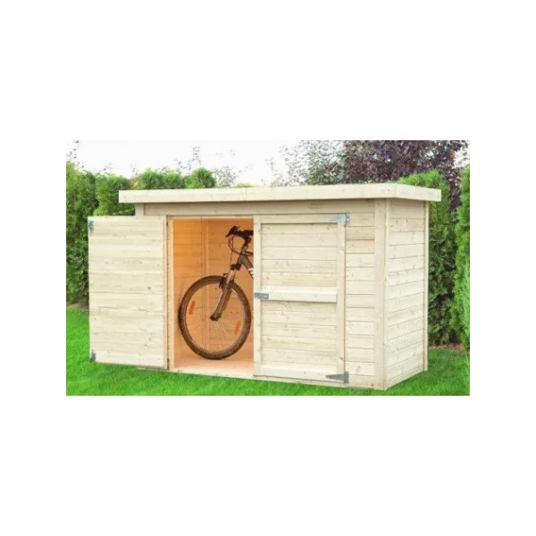 Abri Vélo Bois 2,10m² Bois Naturel 14mm + Plancher Armoire de jardin