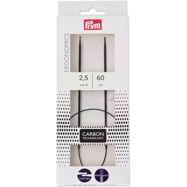 Aiguilles à tricoter circulaires ergonomiques Prym Carbon - 2,5 mm x 60 cm - Prym