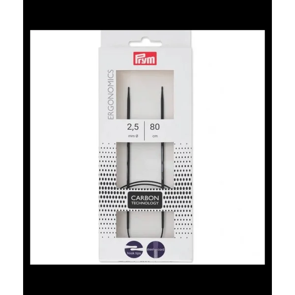 Aiguilles à tricoter circulaires ergonomiques Prym Carbon - 2,5 mm x 80 cm - Prym