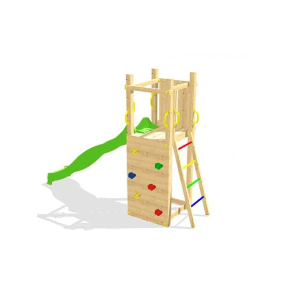 Aire de jeu pour enfant avec toboggan et mur escalade