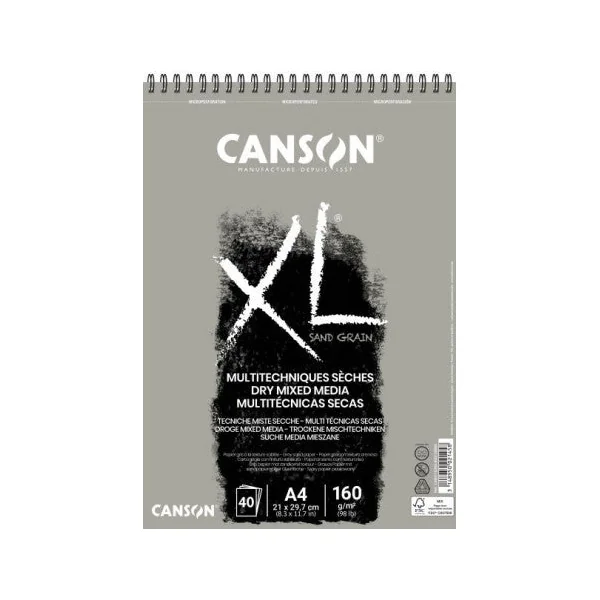 Album XL Sand Grain Mixed Media A4/A3 160g/m²-spirale-40 feuilles-Canson