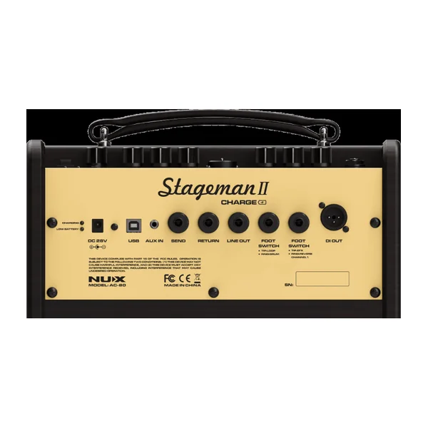 Ampli pour GUITARE ACOUSTIQUE NUX - STAGEMAN2-AC80 - 80W sur batterie + effets/looper