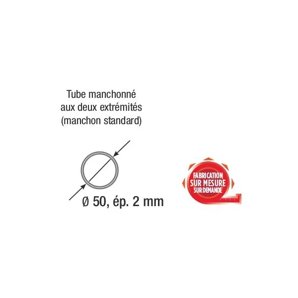 angle 2 départ pour barre alu simple EX5023 avec embout conique 25cm X 25cm