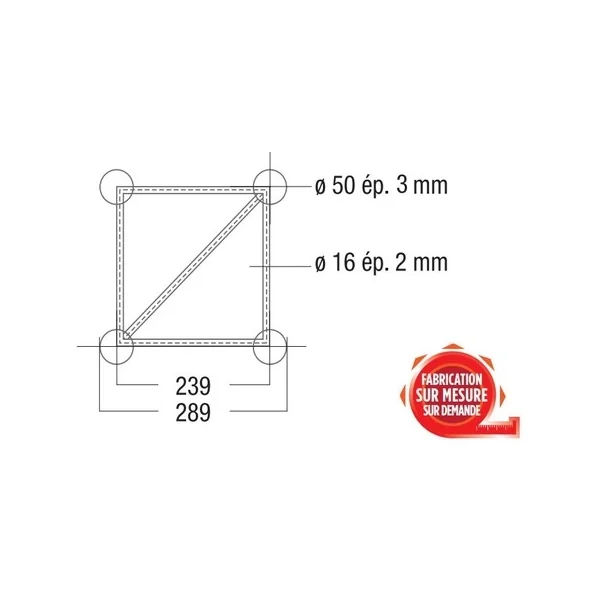 Angle 2D à 90 degres ARRONDI en structure aluminium ASD SC 300 Carrée ASCC3022
