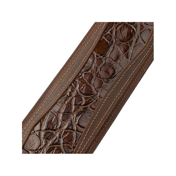 Apex - Cuir crazy horse rembourré, motif croco, 7,6 cm - Brown