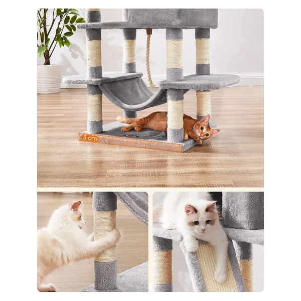 Arbre à chat gris 167 cm avec griffoir plateforme arbre chaton Grattoir chat