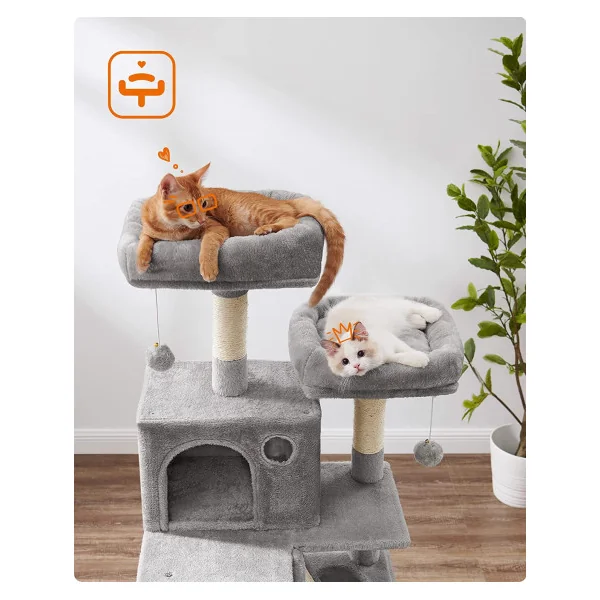 Arbre à chat gris 167 cm avec griffoir plateforme arbre chaton Grattoir chat