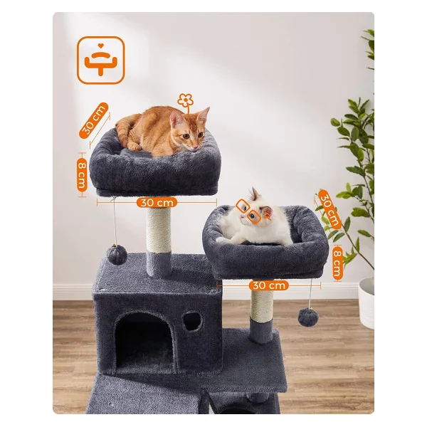 Arbre à chat gris foncé 167 cm avec griffoir plateforme arbre chaton Grattoir chat