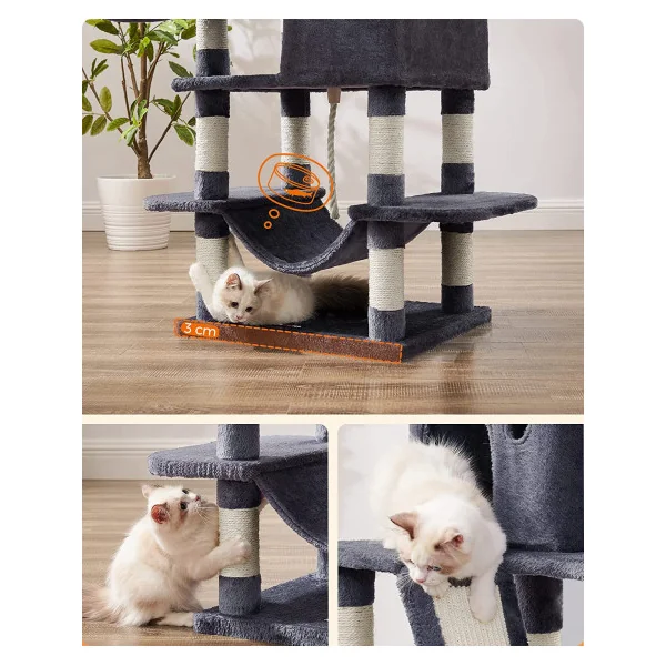 Arbre à chat gris foncé 167 cm avec griffoir plateforme arbre chaton Grattoir chat