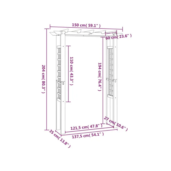 Arche de jardin pin massif Arche jardin bois Arche en bois Arche plantes grimpantes Arceau jardin Voute de jardin