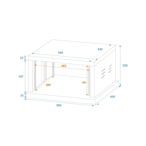 Armoire 4u en acier pour installation