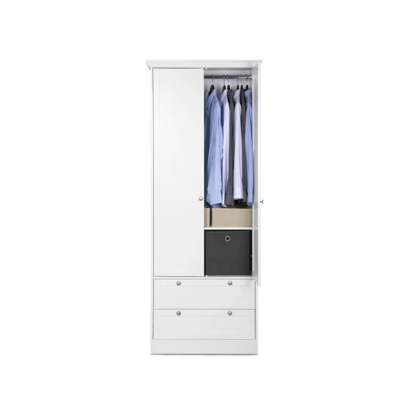 Armoire blanche 2 portes 2 tiroirs Armoire contemporaine Armoire chambre Placard chambre