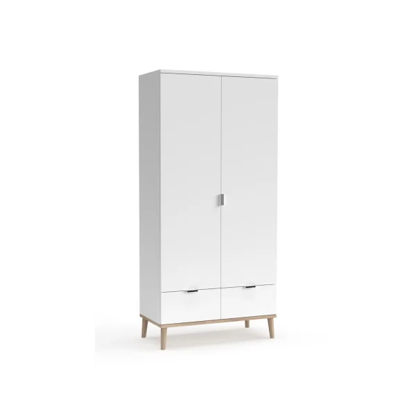 Armoire blanche 2 portes 2 tiroirs Armoire contemporaine Armoire chambre scandinave