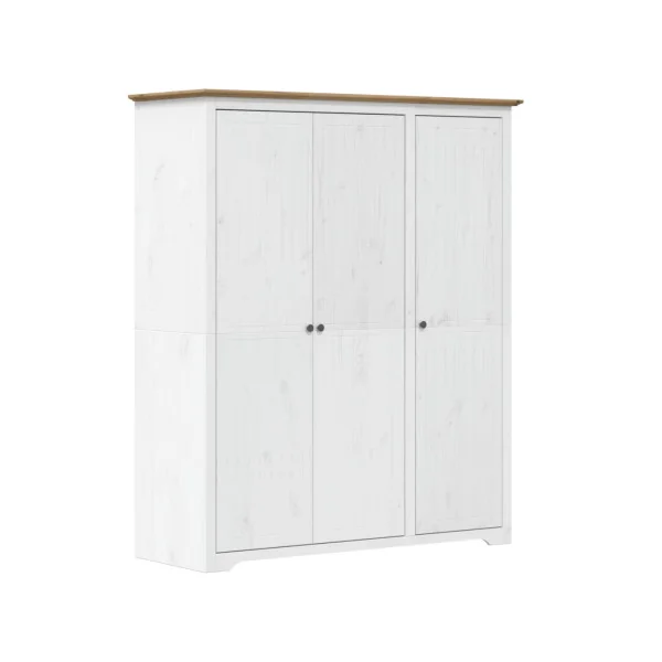 Armoire Blanche 3 Portes en Pin Massif Dressing Blanc Armoire Chambre Moderne