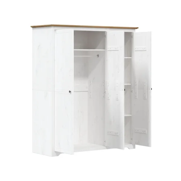 Armoire Blanche 3 Portes en Pin Massif Dressing Blanc Armoire Chambre Moderne