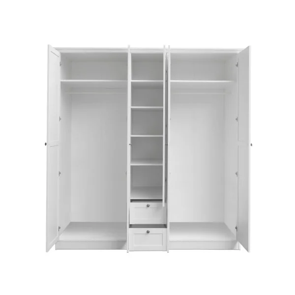 Armoire blanche 5 portes 2 tiroirs Armoire contemporaine Armoire chambre Placard chambre