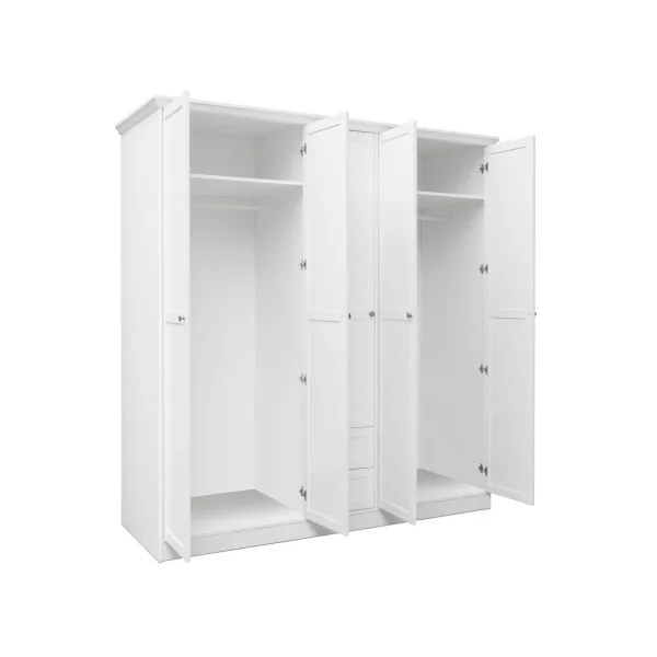Armoire blanche 5 portes 2 tiroirs Armoire contemporaine Armoire chambre Placard chambre