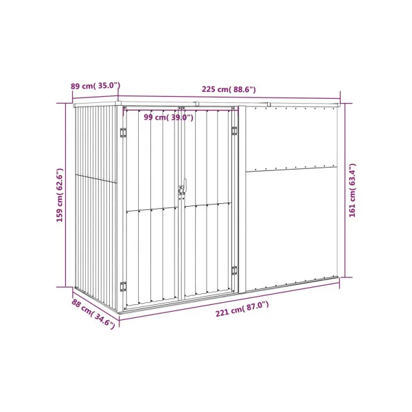 Armoire de jardin Grand modèle outillage grise galvanisée Armoire en métal Armoire extérieure